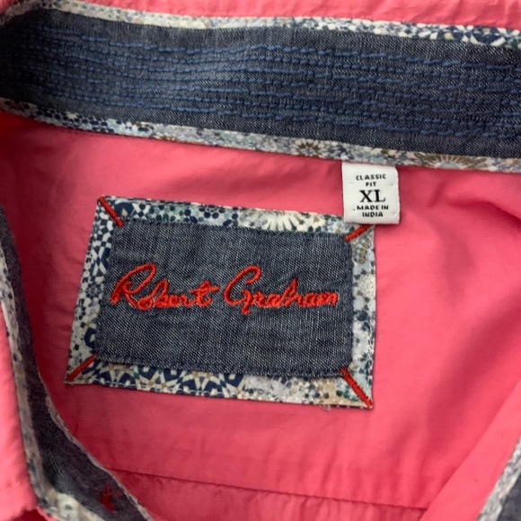 Robert Graham Men's Size XL Pink Short Sleeve Classic Fit Button Down Shirt - Picture 2 of 9